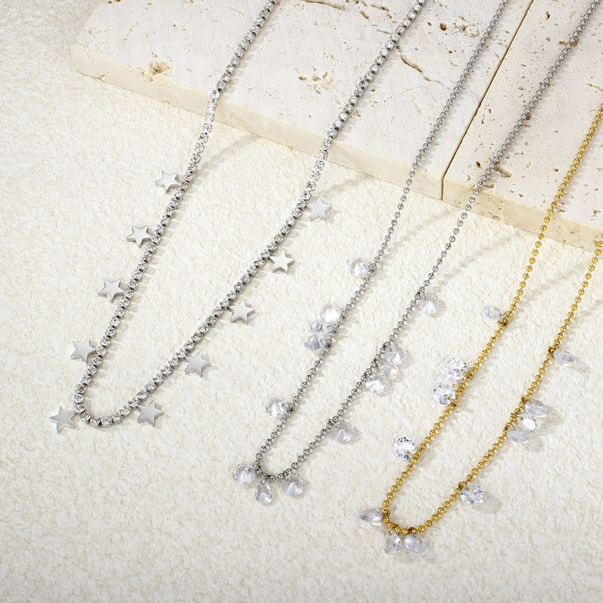 精美包金卷链水晶珠适用于女士珠宝项链